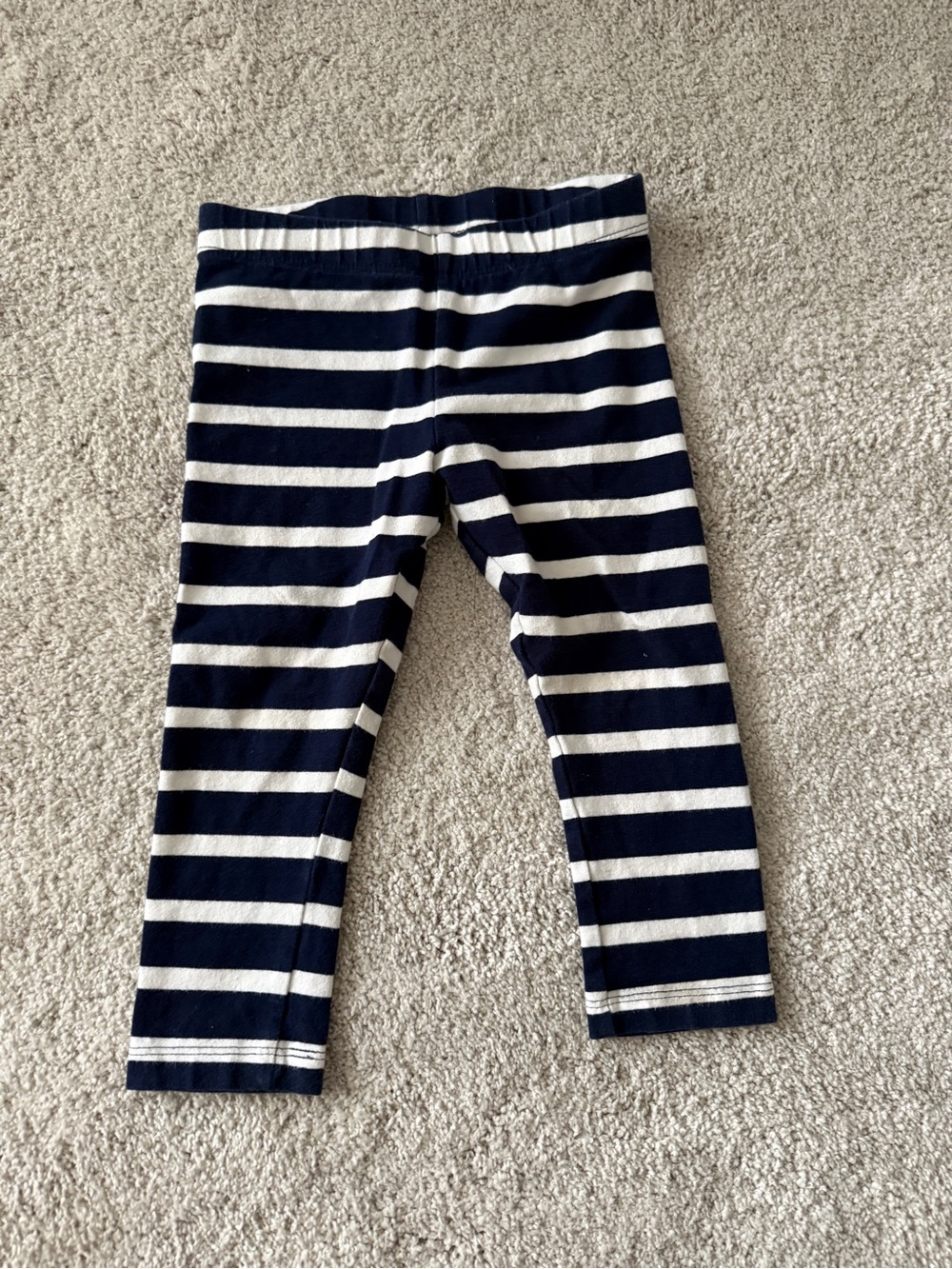 Primary Navy & White Striped Kids Leggings